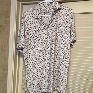 Men's White and Brown Patterned Shirt